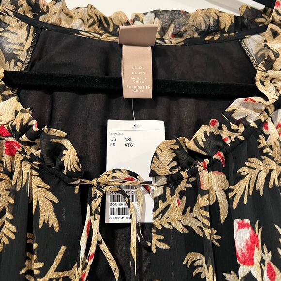 NWT H and‎ M Women's Plus Size Longsleeve Short Dress Brown Black Size 4XL - Picture 4 of 11